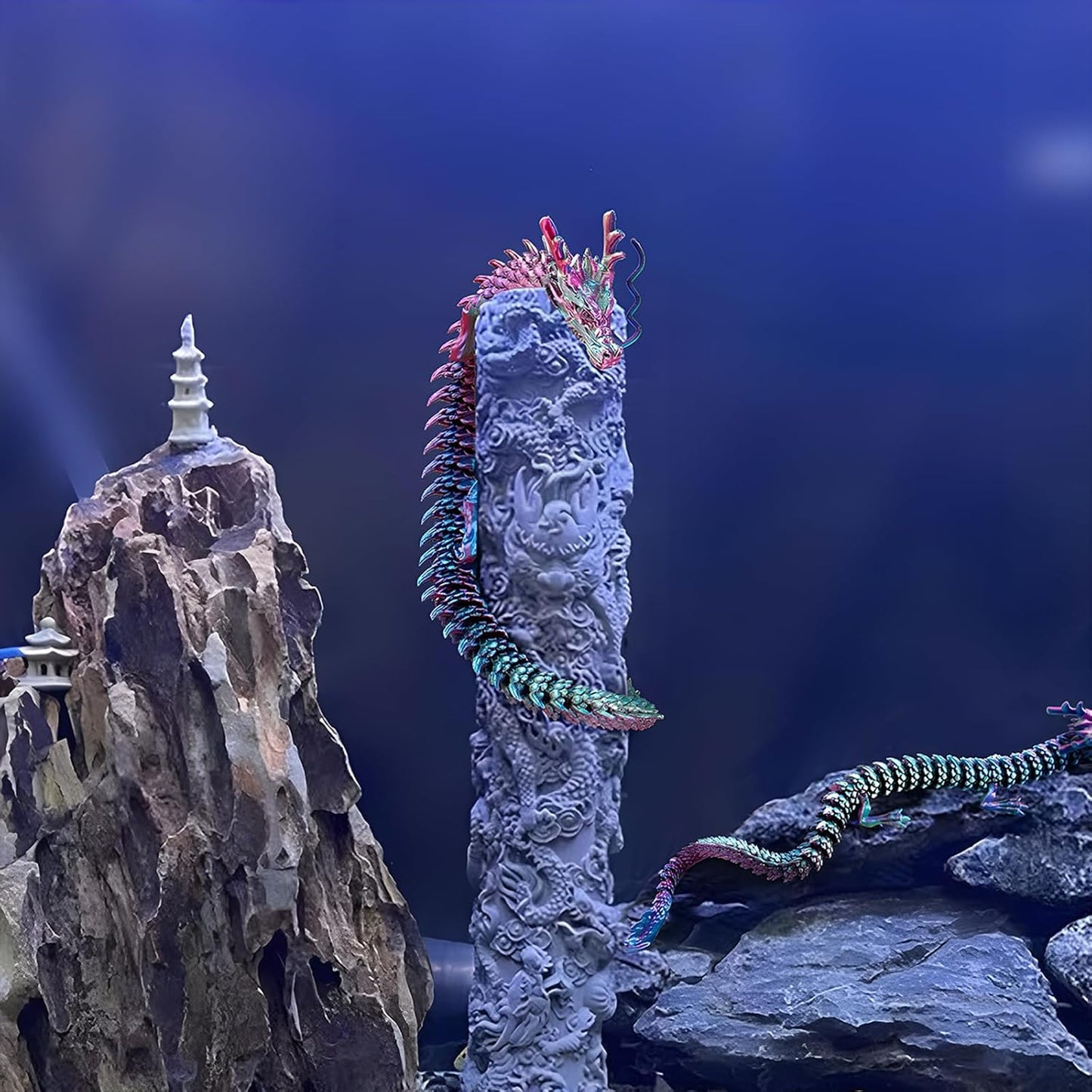 3D Printed Dragon Fidget Toy, 18in Surprise Mystery Dragon, Crystal Dragon Fidget Toy, Articulated Pye Dragon Fish/Display Cabinet/Home/Office Desktop Decor (Mint Green Matte)