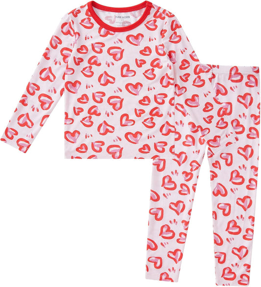 pureborn Baby Viscose From Bamboo Pajamas Set Pjs - Kids Toddler Girl Snug Fit Viscose Sleepwear 2pcs 18M-8Y
