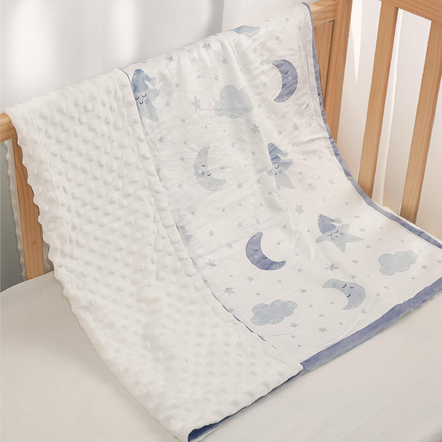 Star Baby Blanket 30 x 40 Inches for Boys Girls, Toddler Newborn Infant, Soft Plush Receiving Blanket with Dotted Back, Gifts for Christmas Birthday Baby Shower