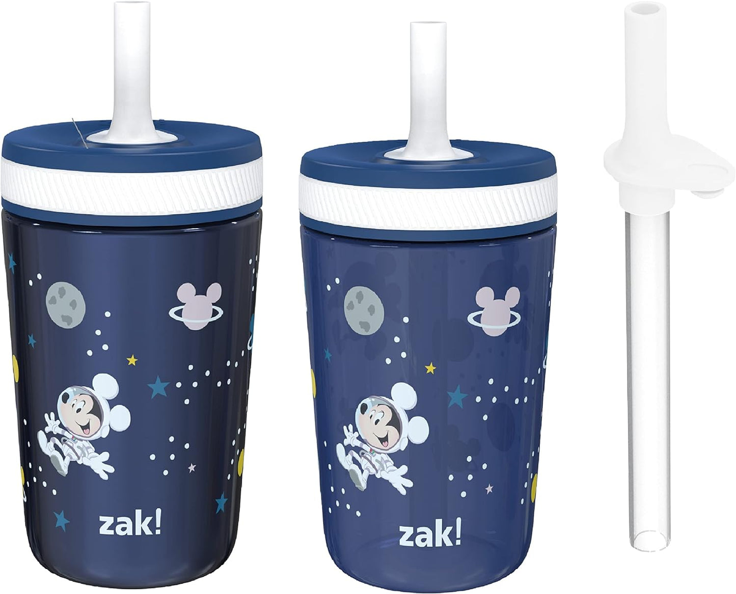 Zak Designs Disney Mickey Mouse Kelso Tumbler Set, Leak-Proof Screw-On Lid with Straw, Bundle for Kids Includes Plastic and Stainless Steel Cups with Bonus Sipper (3pc Set, Non-BPA)15 fl oz.
