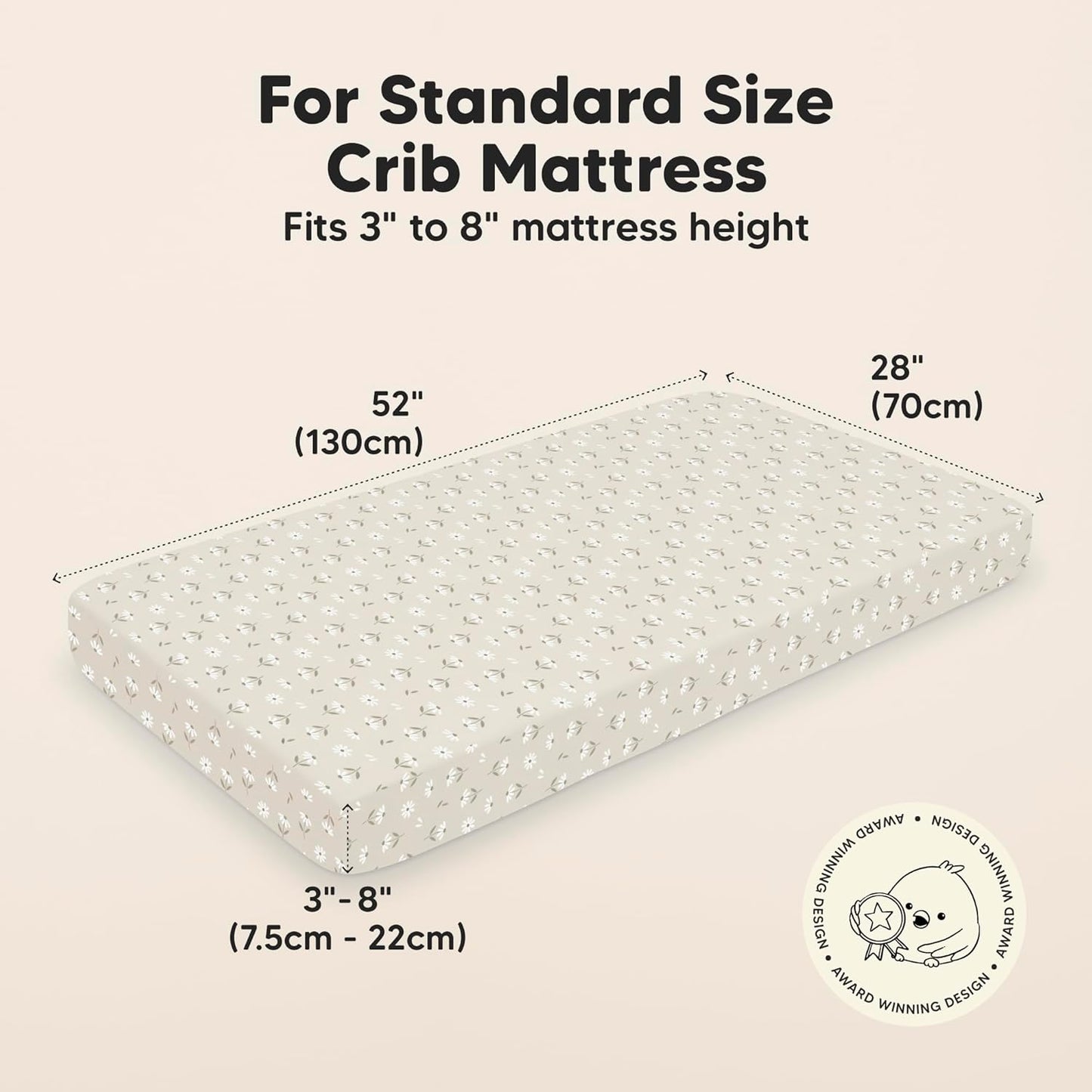 KeaBabies 2-Pack Baby Crib Sheets for Boys, Girls - 52x28 Viscose Derived from Bamboo Toddler Bed Sheets Neutral, Fitted Crib Mattress Cover for Standard Baby Bedding, Soft & Cozy (Daisies)