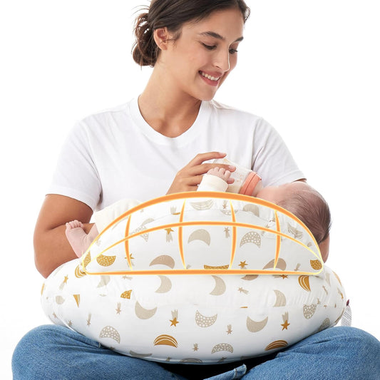 Momcozy Original Nursing Pillow for Breastfeeding-Pioneering Safety Fence- Wider Feeding Pillows for More Support for Mom & Baby- Easier Nursing & Hand Free- Fit for All, Removable Cotton Cover