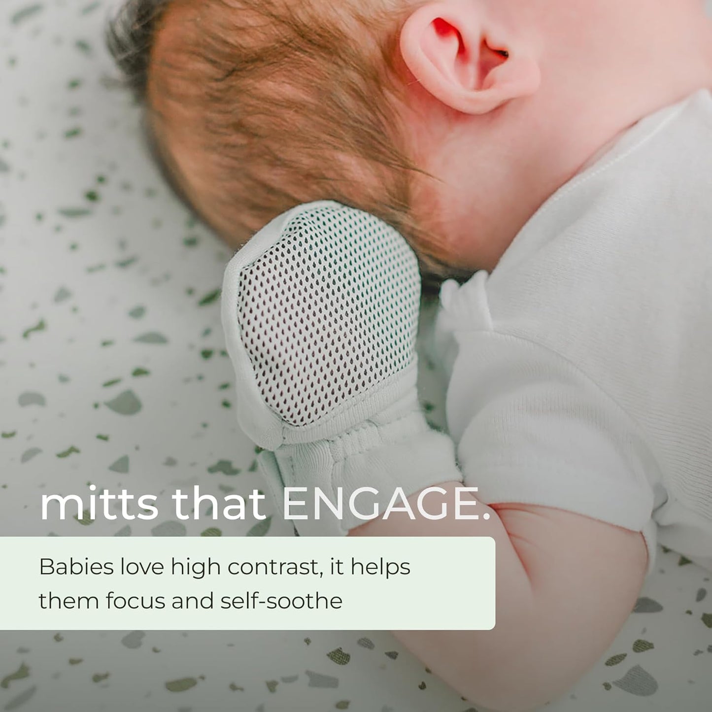 Goumi Baby Mitts, Anti-Scratch Newborn Mittens, Soft Stay-On Mitts, Succulent 3-6 Months