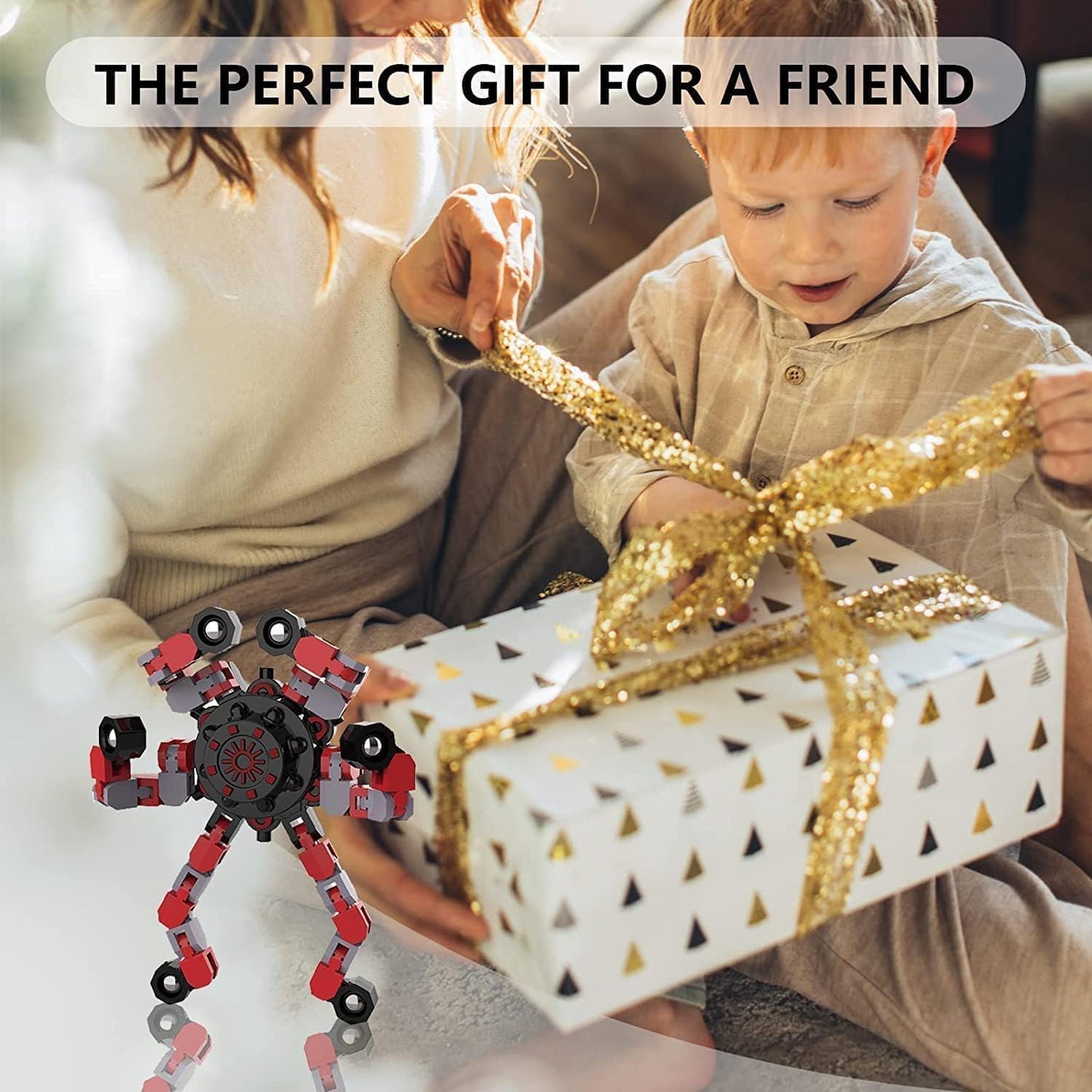 6 Pcs Deformable Robot Fidget Spinners Toys for Party Favor, Transformable Fingertip Spinner for Classroom Prizes, Christmas Valentine Gifts Goodie Bag Stocking Easter Basket Stuffers for Kids