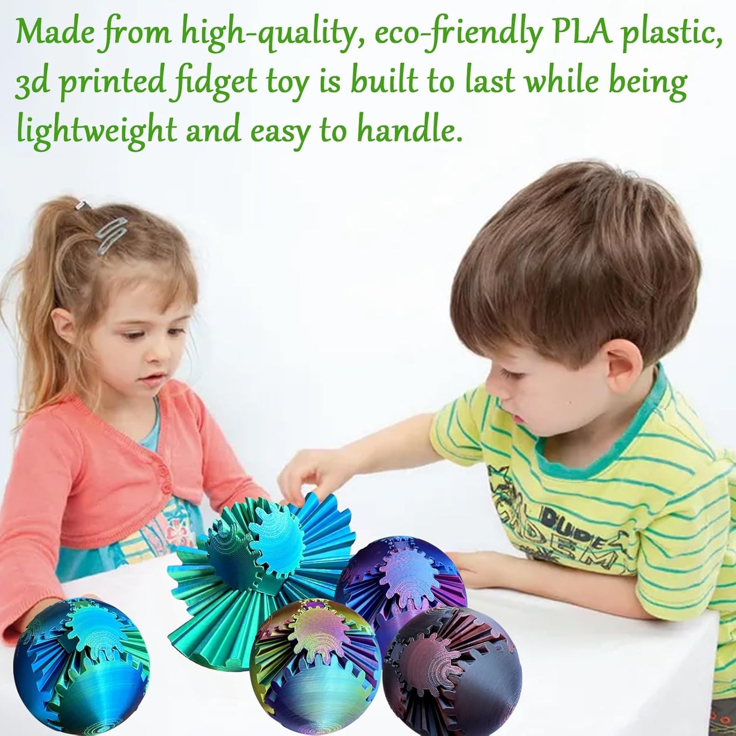 Gear Ball, Gear Sphere, 3D Printed Gear Ball Spin Ball or Cube Fidget Toy, Stress Ball, Fidget Ball, Gear Toy for Stress and Anxiety Relaxing (Color C)