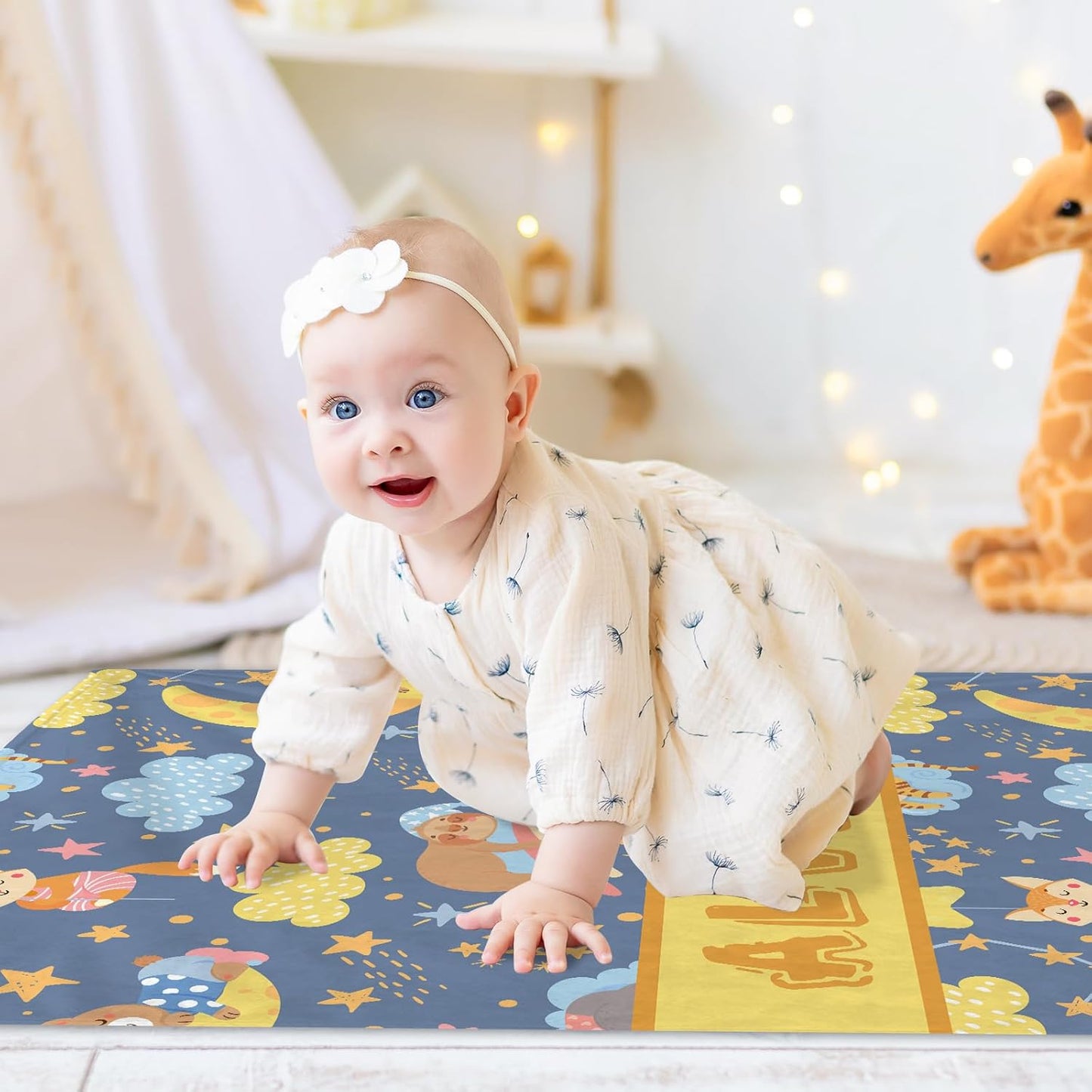 Magimagine Personalized Baby Blanket with Name for Kids Custom Name Blankets Customized Baby Receiving Blankets for Toddlers Infants Kids Baby Shower Newborns Nursery Stroller Crib Decor Throw