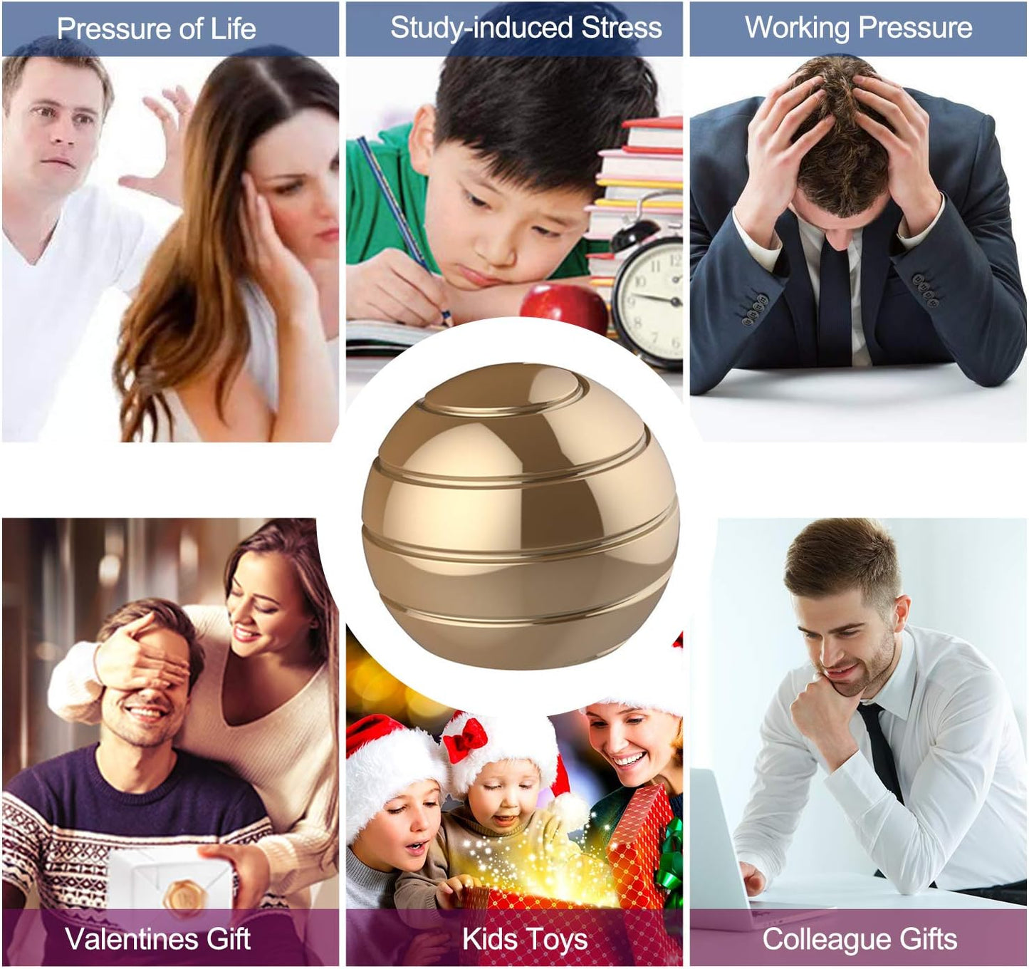 Kinetic Desk Toys,Full Body Optical Illusion Fidget Spinner Ball,Gifts for Men,Women,Kids Size 2.1"