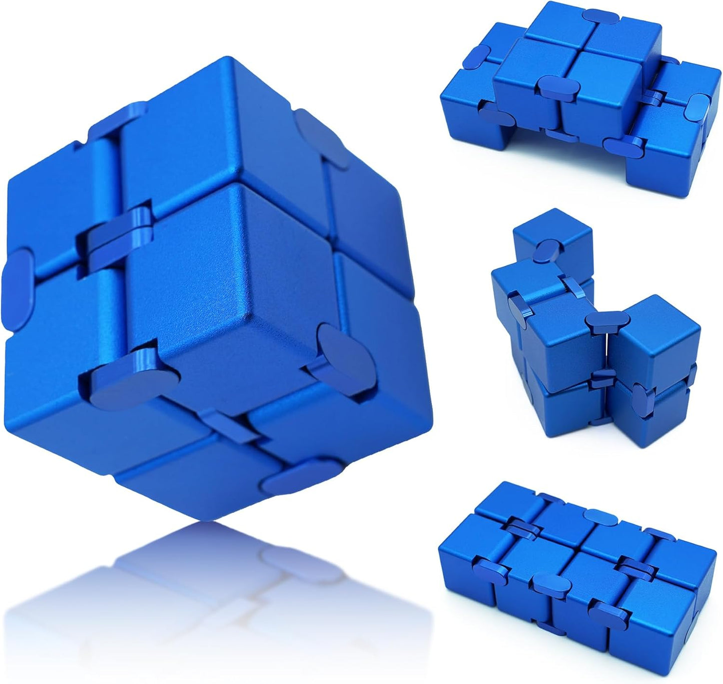 Infinity Cube, Fidget Toys Metal, ADHD Desk Toys for Anxiety, Sensory Items for Adults, Cool Gadgets for Kids Party Favors, Stocking Stuffers (Blue)