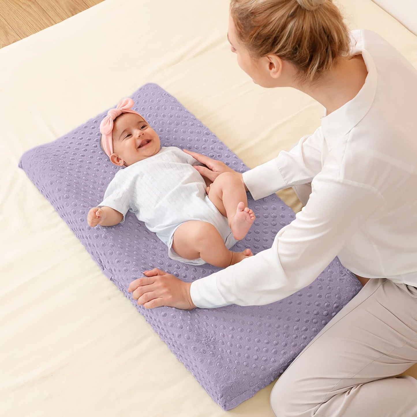 Baby Changing Pad Cover, Super Soft Minky Dot Diaper Changing Table Covers for Baby Girls and Boys, Ultra Comfortable, Safe for Babies, Fit 32"/34'' x 16" Pad (Orchid)
