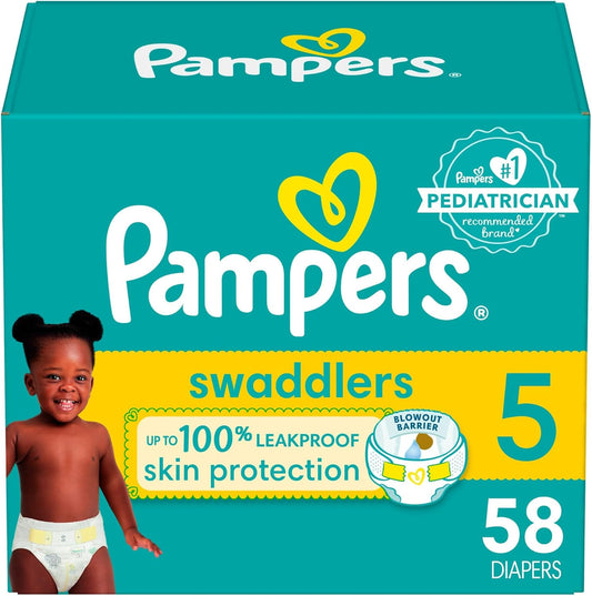 Pampers Baby Diapers - Swaddlers - Size 5, 58 Count, Ultra Absorbent Disposable Infant Diaper