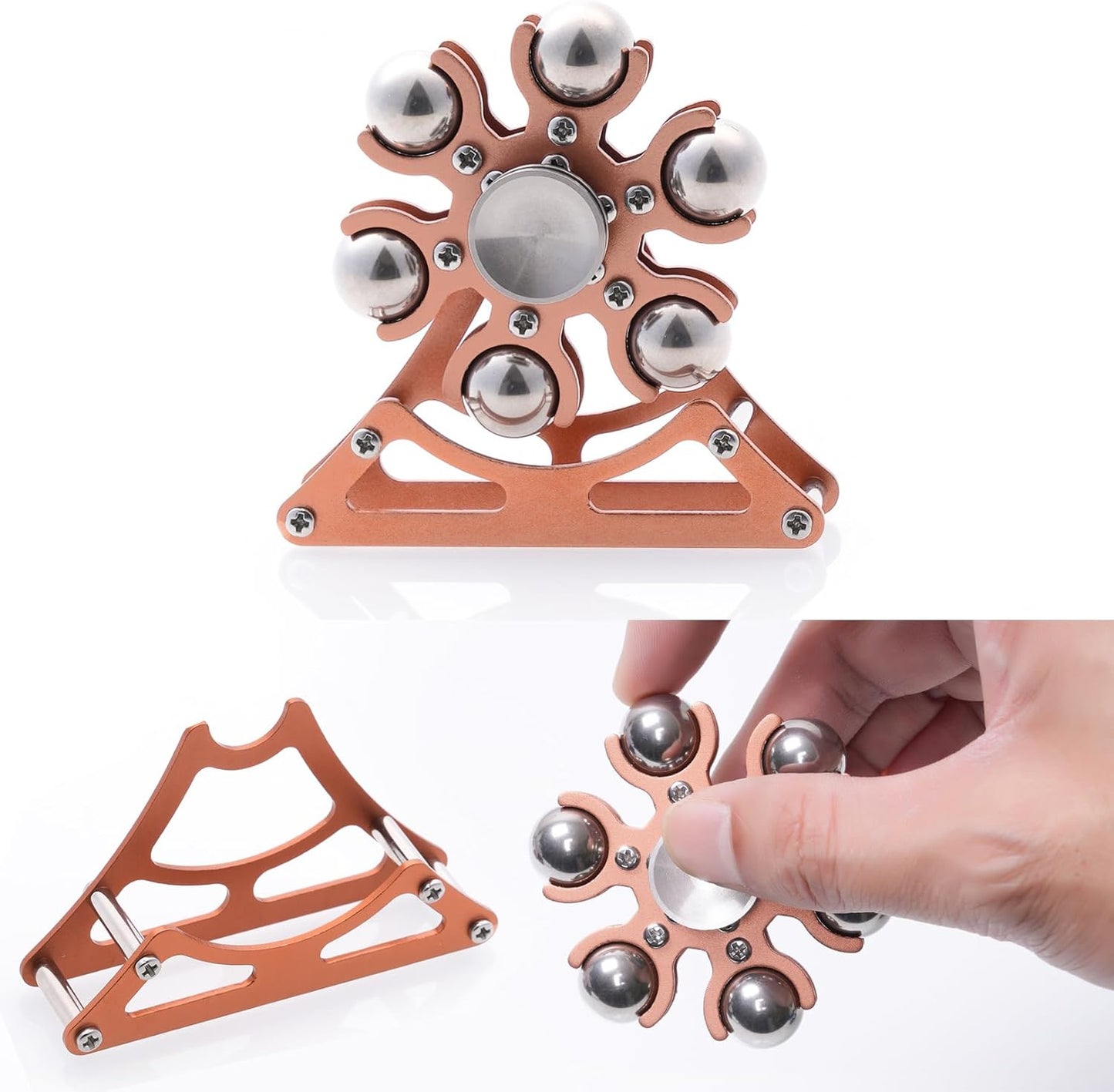 Desk-Fidget-Toys for Ferris-Wheels-Spinner: 4mins Kinetic-Metal-Spinner, Cool-Gadgets-Stuff for Kid Children Teen Adult EDC-Toy, ADHD Tools Stress Relief for Office Home School Men Woman (Rose Gold)