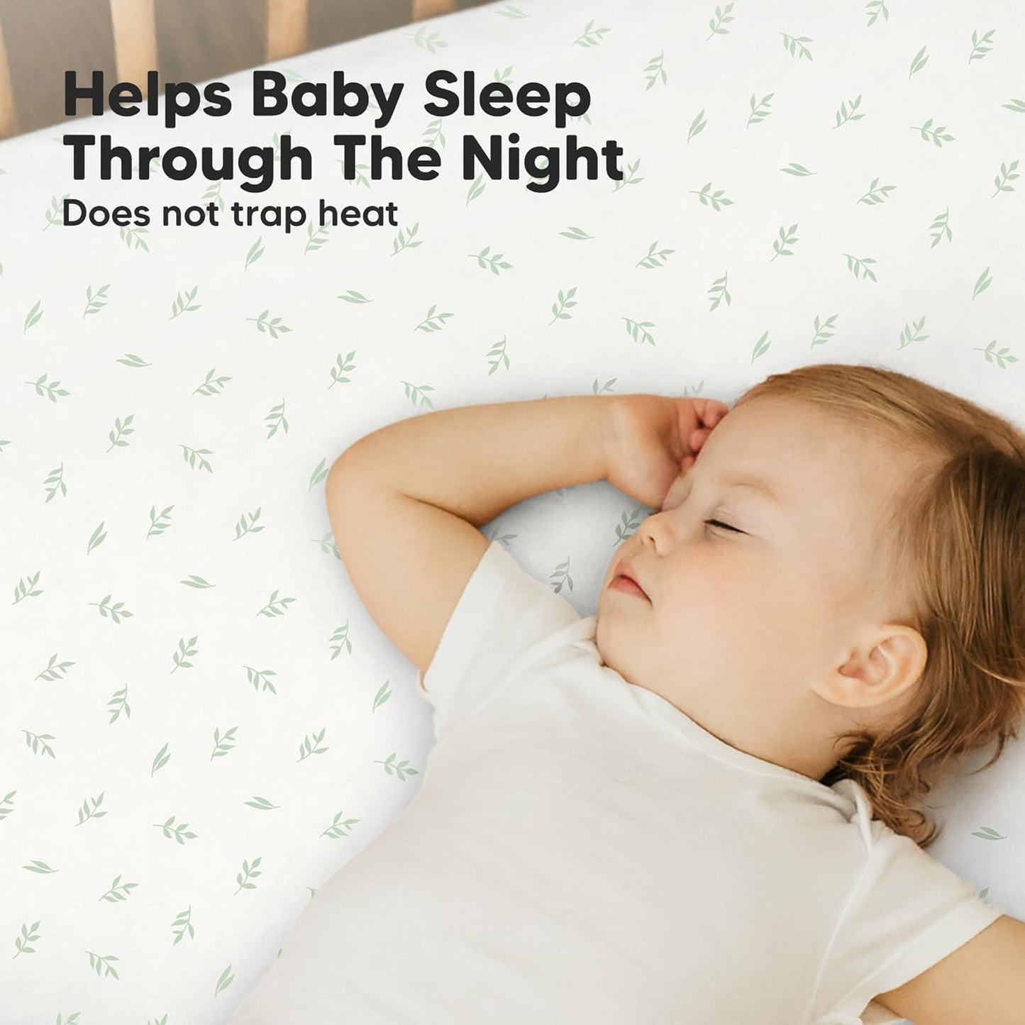 2-Pack Mini Crib Sheets Fitted - 38x26 Pack N Play Sheets for Pack and Play Mattress, Organic Cotton, Soft & Breathable Playard Bedding, Neutral Mini Toddler Bed Cover for Boys, Girls (Herb)