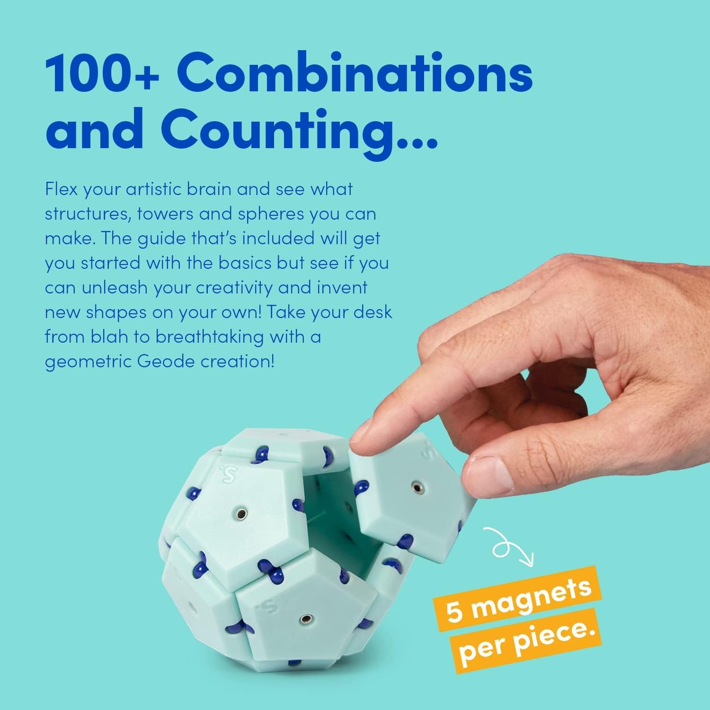 Speks Geode Matte Pentagons Magnetic Fidget Toy for Adults | Quiet Sensory Toy for Stress Relief & Anxiety, Office Desk Toy & Top Gadget Gift Idea | Mile High, 12-Piece Set