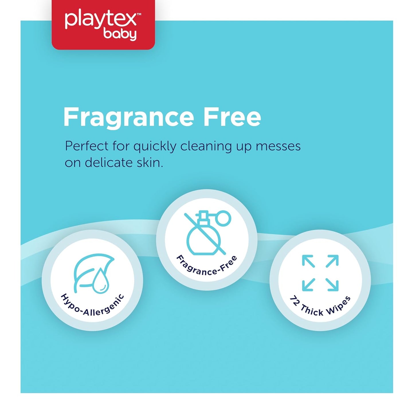 Playtex Baby Wipes, Fragrance Free, 72 Ct, 3-Pack, Dermatologist Tested Soft and Gentle Baby Face and Hand Wipes, pH Balanced, Hypoallergenic, Free of Alcohol, Parabens and Phthalates