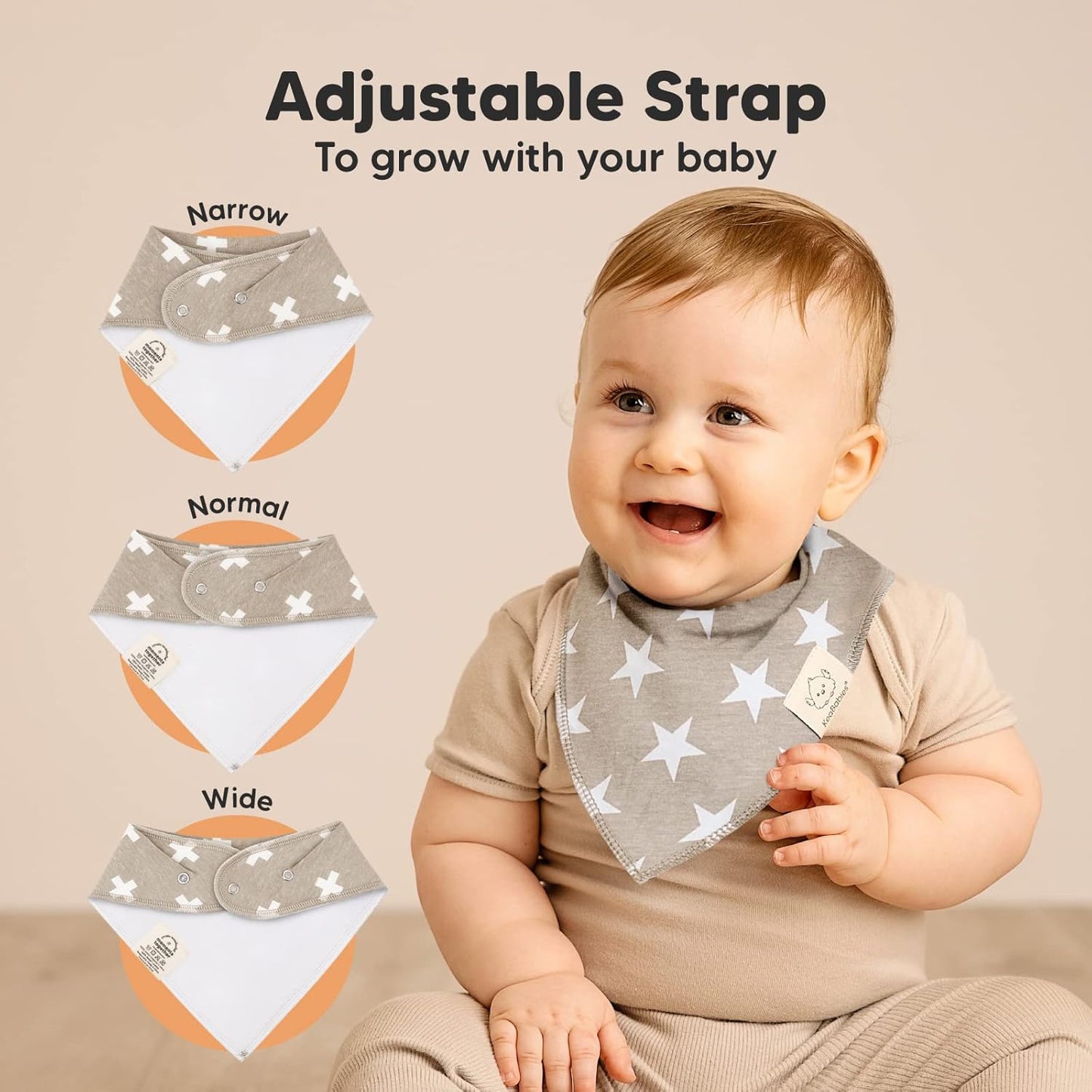 8-Pack Organic Baby Bandana Bibs for Boys, Girls - Super Absorbent Triangle Baby Bibs for Drooling and Teething Infant, 100% Cotton Extra Soft for Newborn, Infant 0-36 Months (Grayscape)