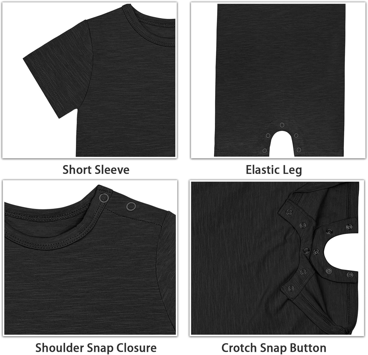 GUISBY Baby Short Sleeve Bodysuit Snap Crotch Closure Cotton Pajamas for Baby 3-Packs