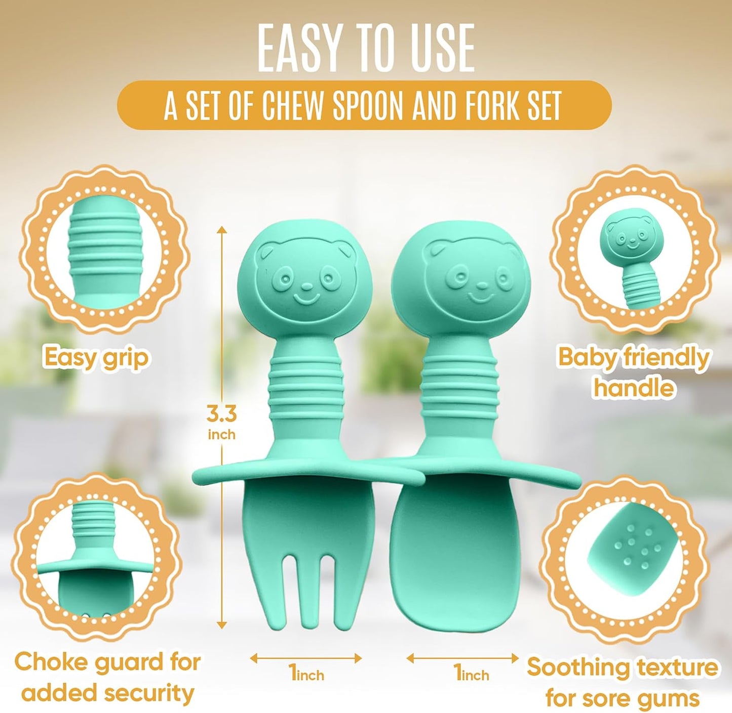 4pc Silicone Baby Spoons Self Feeding Baby Utensils 6-12 Months - 3 Baby Spoon - 1 Baby Fork - Toddler Cutlery Set - BPA Free, Dishwasher Safe - Baby Eating Essentials (Pink/Blue)