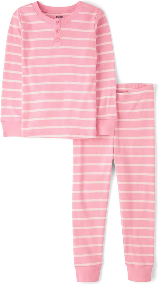 Gymboree Unisex Kid's and Toddler 100% Cotton Henley Long Sleeve Top and Pants,gymmies Pajama Set