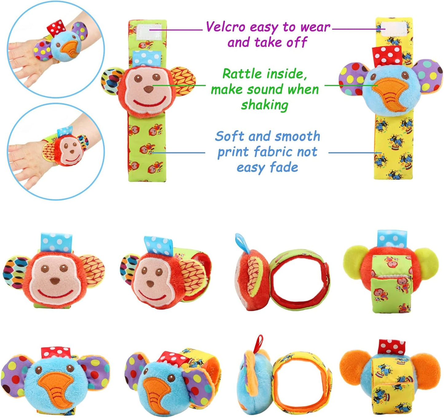 BLOOBLOOMAX Sock rattles for Babies 0-24 Months Baby Animal Foot Finder Educational Toys