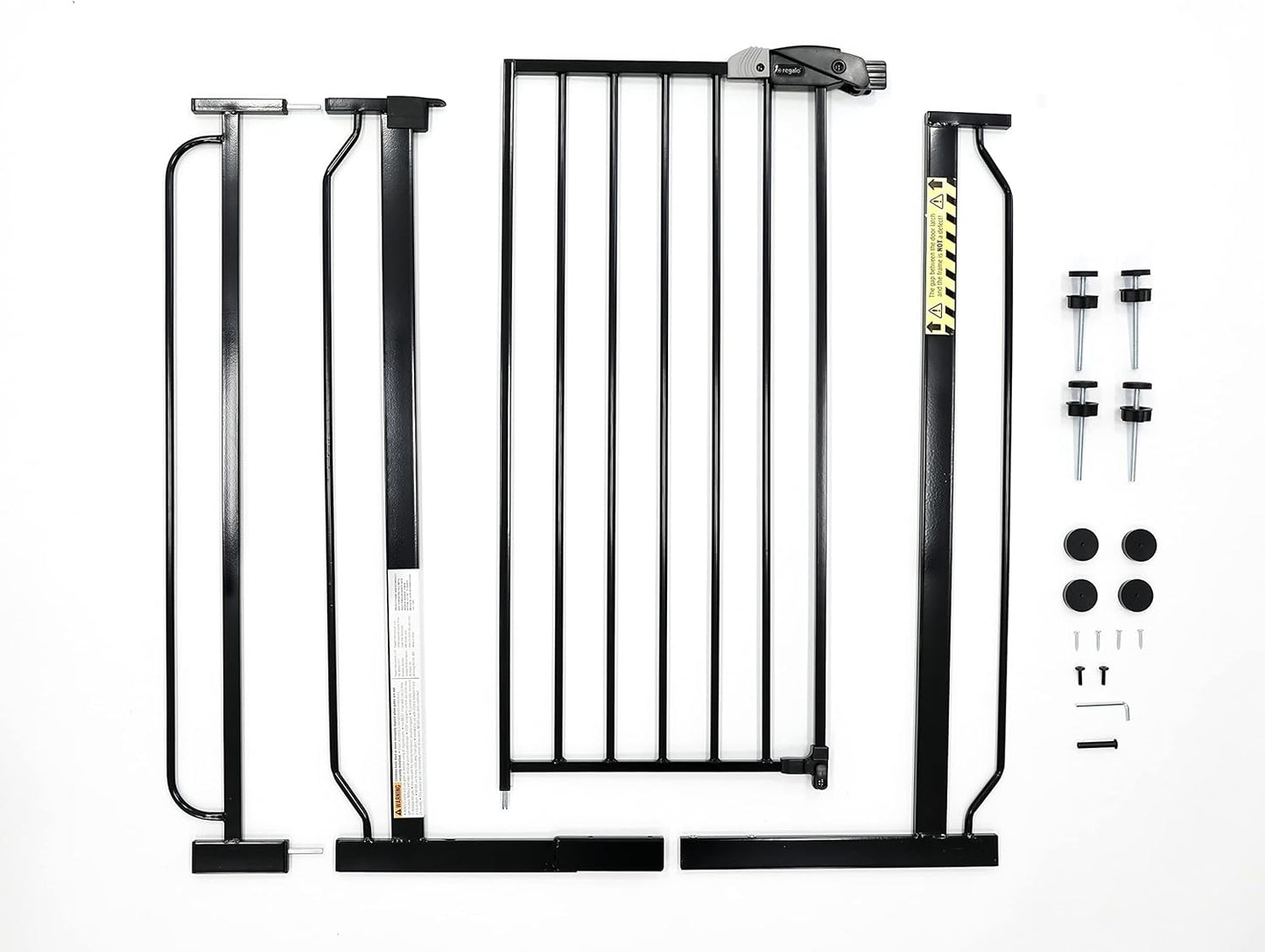 Regalo Easy Step Extra Tall Walk Thru Baby Gate, Bonus Kit, Includes 4-Inch Extension Kit, Pressure Mount Kit and Wall Cups and Mounting Kit, Black, 4 Count (Pack of 1)