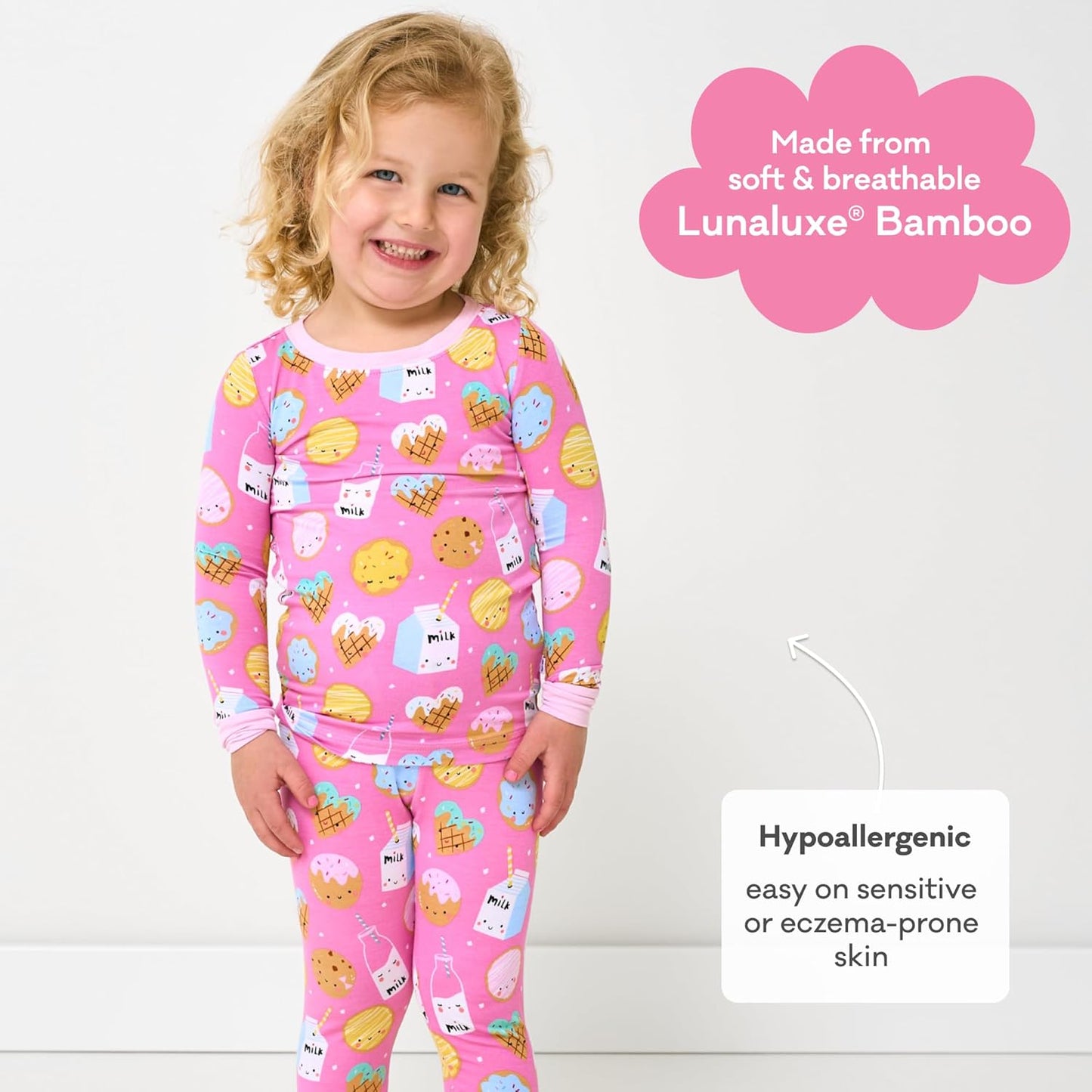 Little Sleepies Two-Piece Pajama Set for Boys & Girls, Soft Viscose from Bamboo Toddler Pajamas for Kids, Family Matching PJs