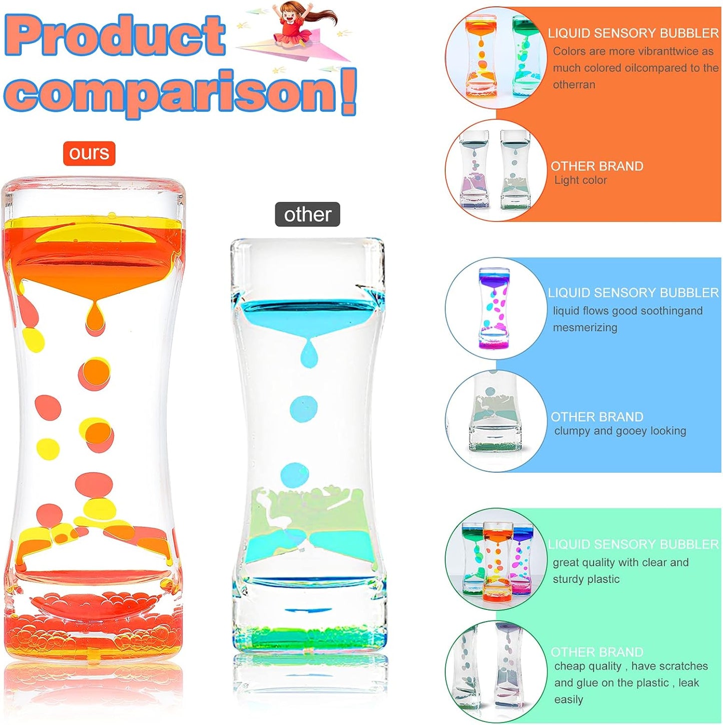 Liquid Motion Bubbler Timer Diamond Shaped Liquid Timer for Fidget Toy,Autism Toys, Children Activity, Calm Relaxing,Penguin Desk Toys and Home Ornament (Red and yellow-ordinary)