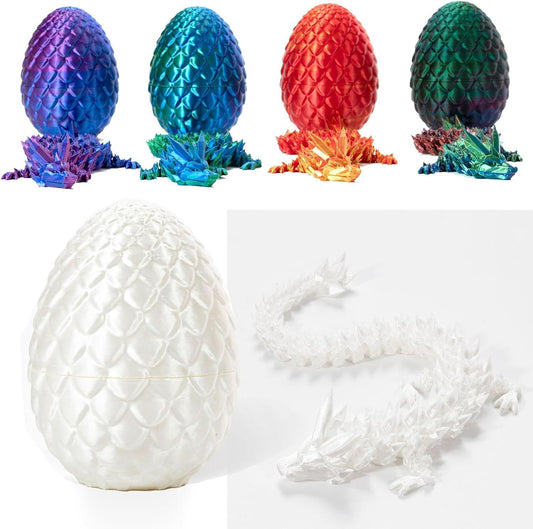 3D Printed Dragon in Egg, Full Articulated Dragon Crystal Dragon with Dragon Egg， Home Office Decor Executive Desk Toys, Adults Fidget Toys for Autism ADHD，3D Printed Gift