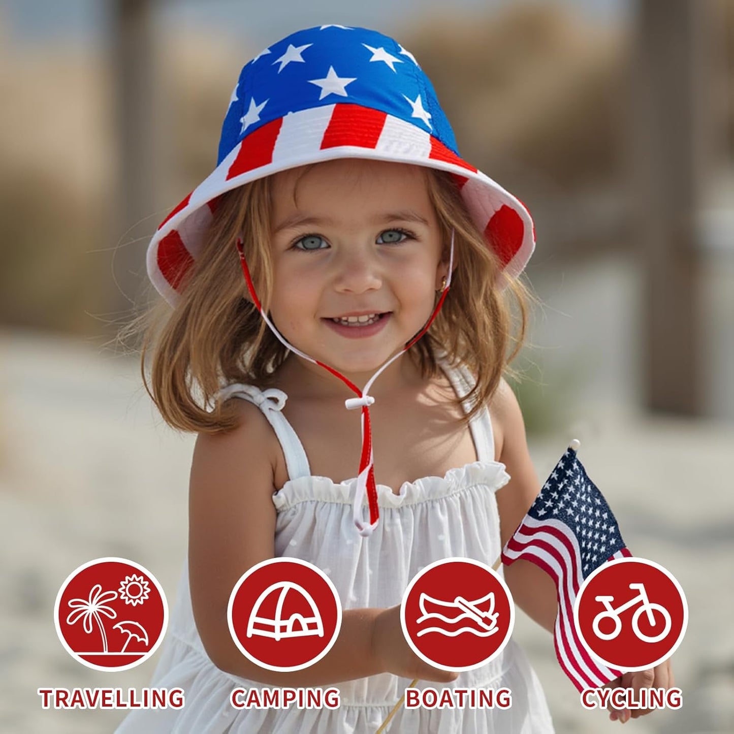 Toddler Baby Sun Hat Kids Summer UPF 50+ for Boys Girls Adjustable Beach Hats with Bucket Wide Brim Age 1-7 Years