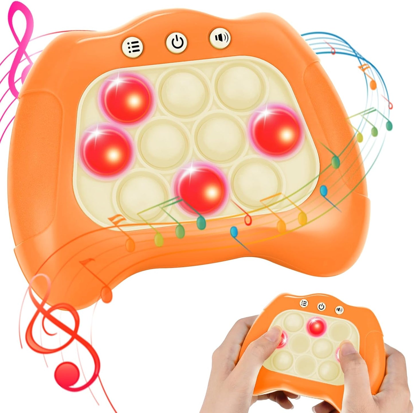 Fast Push Bubble Game, Light-up Pop Game Fidget Toys for Kids and Adults, Electronic Handheld Quick Push Bubble Game, Stress Relief Toys for 6 7 8 9+ Year Old Boys & Girls (Orange)