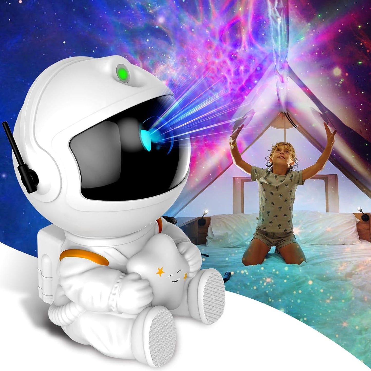 Astronaut Galaxy Projector, Star Projector Galaxy Light, Night Light for Kids, Nebula Ceiling LED Lamp, Room Decor, with Timer and Remote, Gifts for Birthdays
