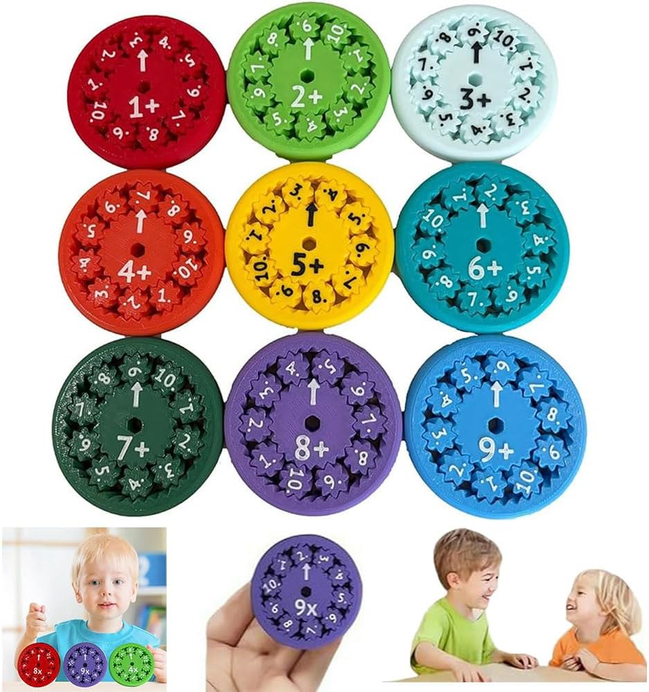 Math Facts Fidget Spinners, Multicolored Math Facts Fidget Spinners, Math Fact Fidget Spinners, Fidget Spinners for Kids, Math Games, Fidgeters Who are Learning Math (Add Or Subtract 9pcs)