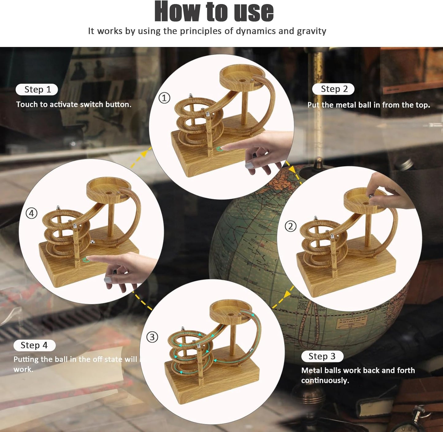 Kinetic Art Perpetual Motion Machine, Physical Balance Kinetic Energy Model, Newtons Science Physics Gadgets, Non-Stop Rolling Ball Toys, Balance Stress Relief Creative Gifts for Friends and Family