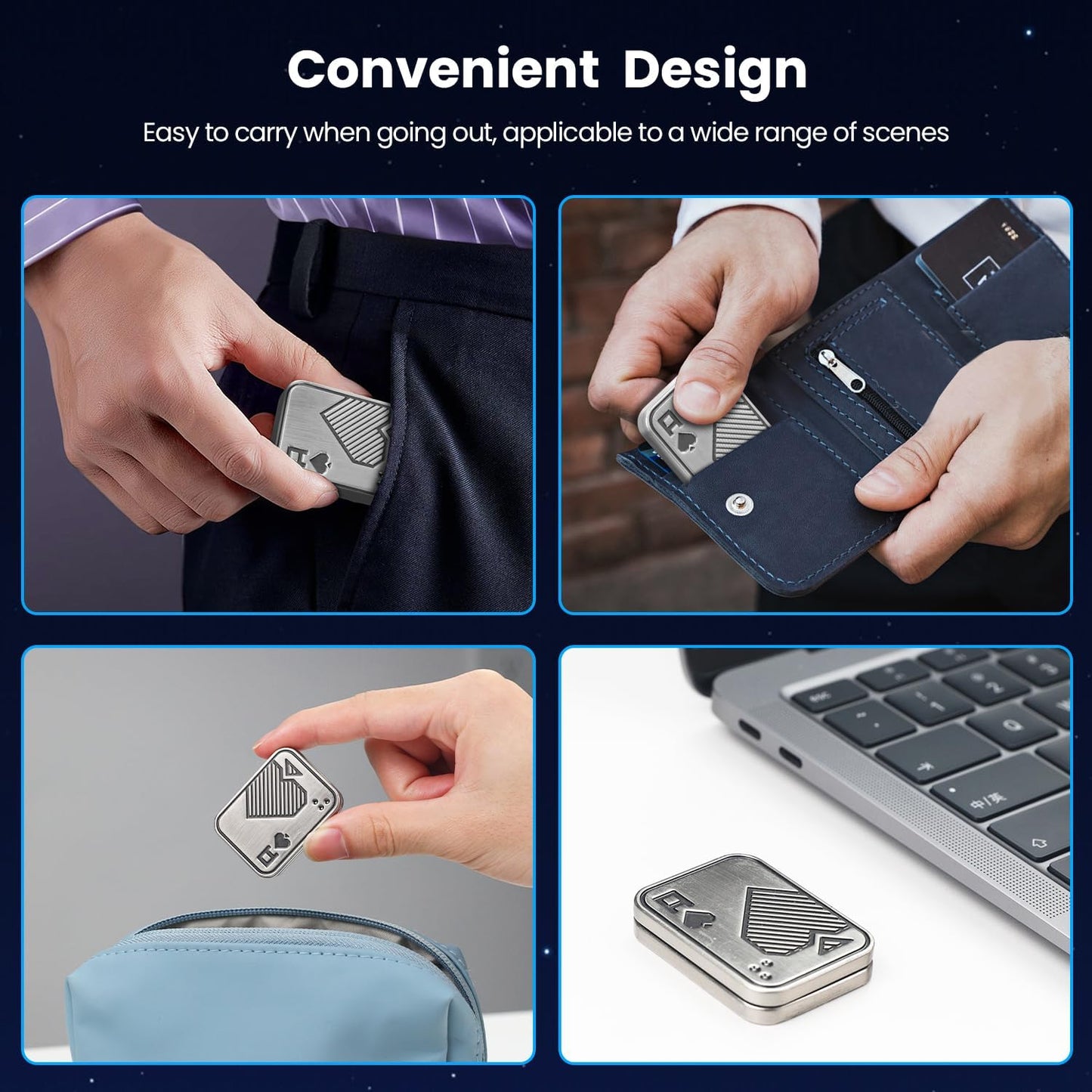 Metal Fidget Toys, Magnetic Fidget Slider Poker Push Card for Adults,Relieve Stress ADHD & Anxiety, Break Bad Habits, Cool EDC Gadget Office Desk Toy, Gift for Boyfriend, Husband and Father