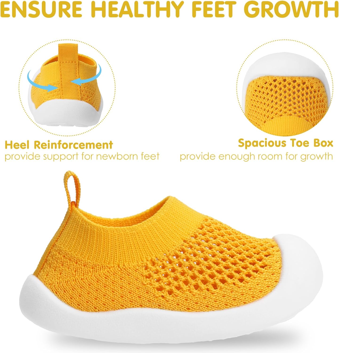 Baby Walking Shoes Toddler Girl Boy Soft Sole Breathable Mesh Slip on Summer Wide Shoes Infant Flexible Lightweight Non-Slip Safer Causal Tennis Shoes Toddler First Walkers Shoes Rubber Soles Outdoor