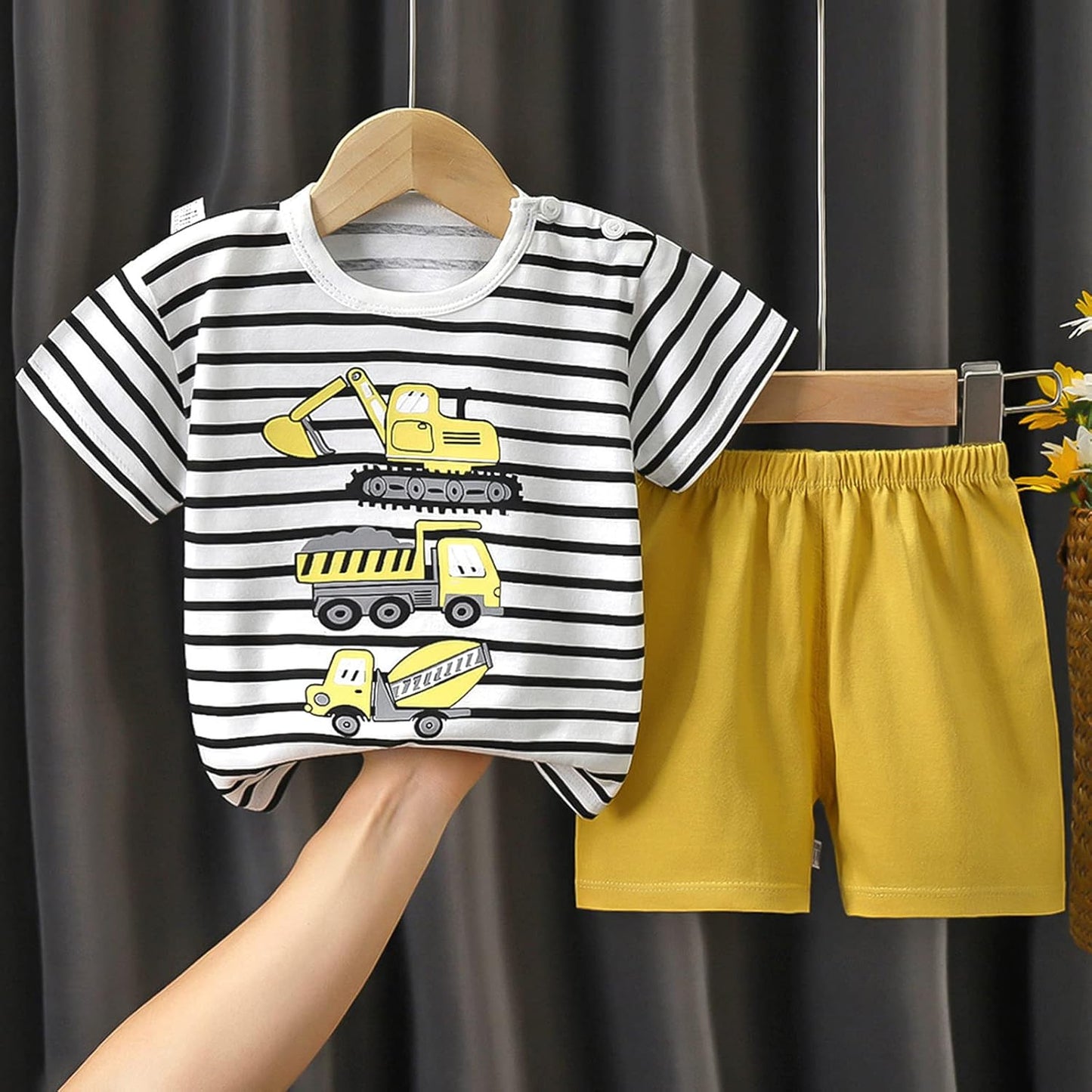 Baby Toddler Boys 4 Pieces T-shirts and Shorts Dinosaur Tops & Shorts Summer Outfits