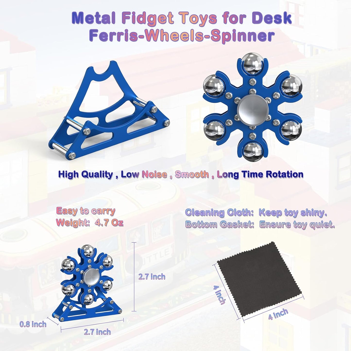 Desk-Fidget-Toys for Ferris-Wheels-Spinner: 4mins Kinetic-Metal-Spinner, Cool-Gadgets-Stuff for Kid Children Teen Adult EDC-Toy, ADHD Tools Stress Relief for Office Home School Men Woman Christmas