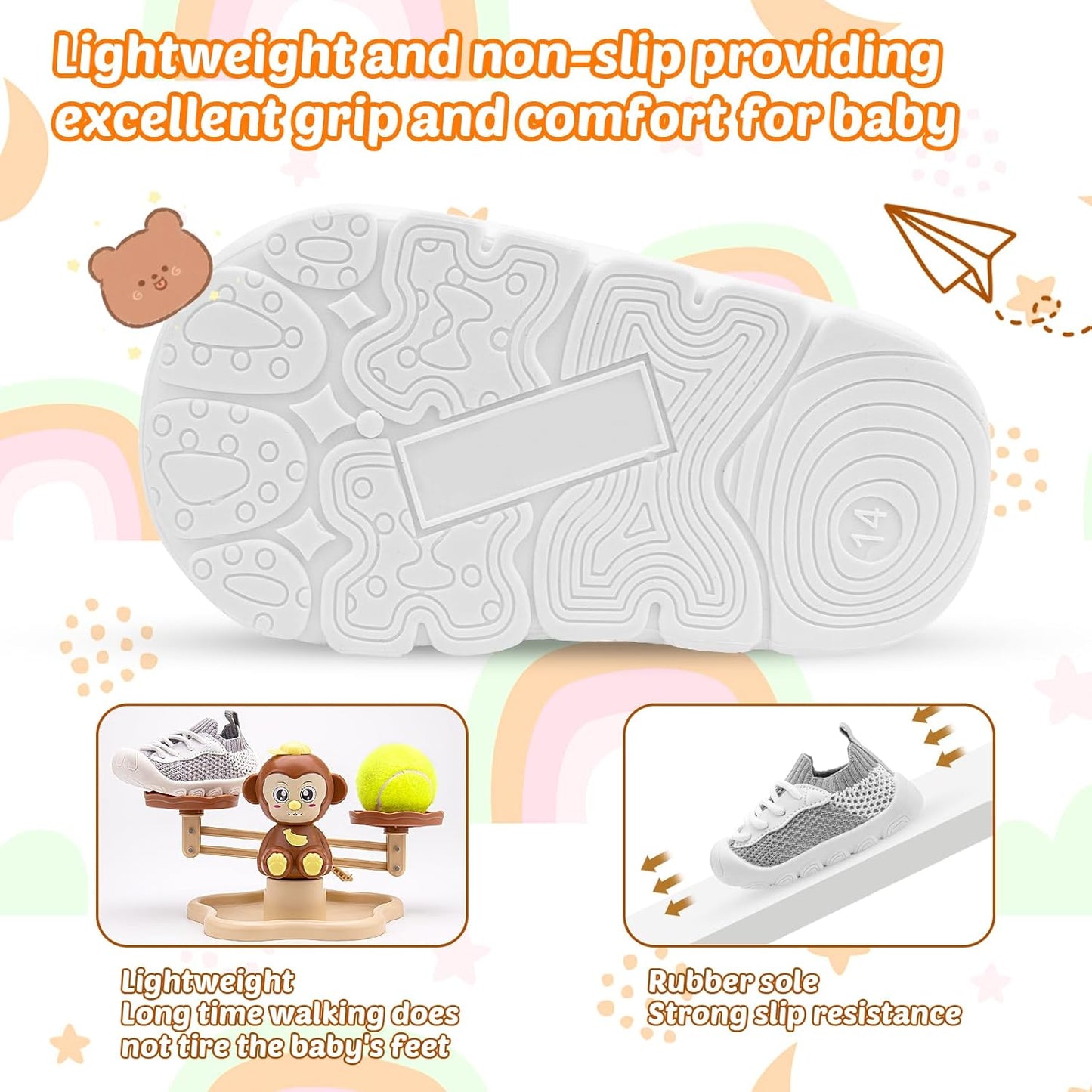 Charrost Toddler Baby Girl Boy First Walking Shoes Checkered Sneakers Sizes 3/4/5/6/7/8T. Soft, Cute,Flexible for First Walkers. Non-Slip, Slip On, Wide Toe Box Indoors Outdoors