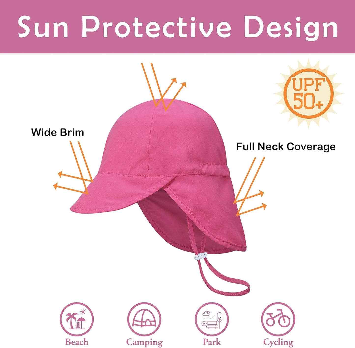 2 Pack Baby Sun Hats UPF 50+ Toddler Beach Hat for Girls Boys 0-4 Years