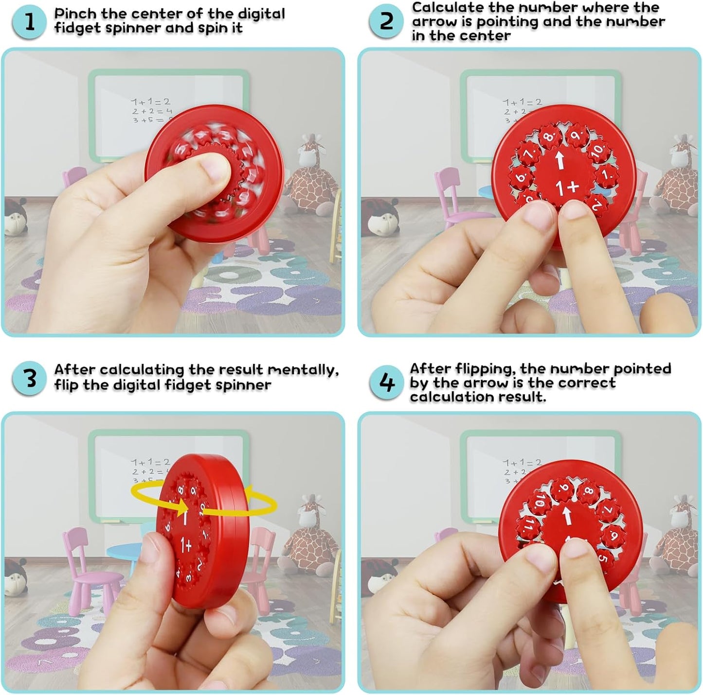 Math Facts Fidget Spinners, Number Fidgets Spinner, New ADHD Anxiety Game Mini Quiet Fidget Toys, Counting Fidgeters for Kids Early Education Classroom Learning (Mix 18pcs)