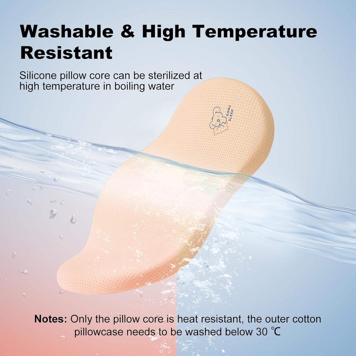 Reidio 1pc Toddler Silicone Pillow Breathable Toddler Pillow with Removable Cotton Pillowcase Kids Pillows for Sleeping Machine Washable (Rose, H1)