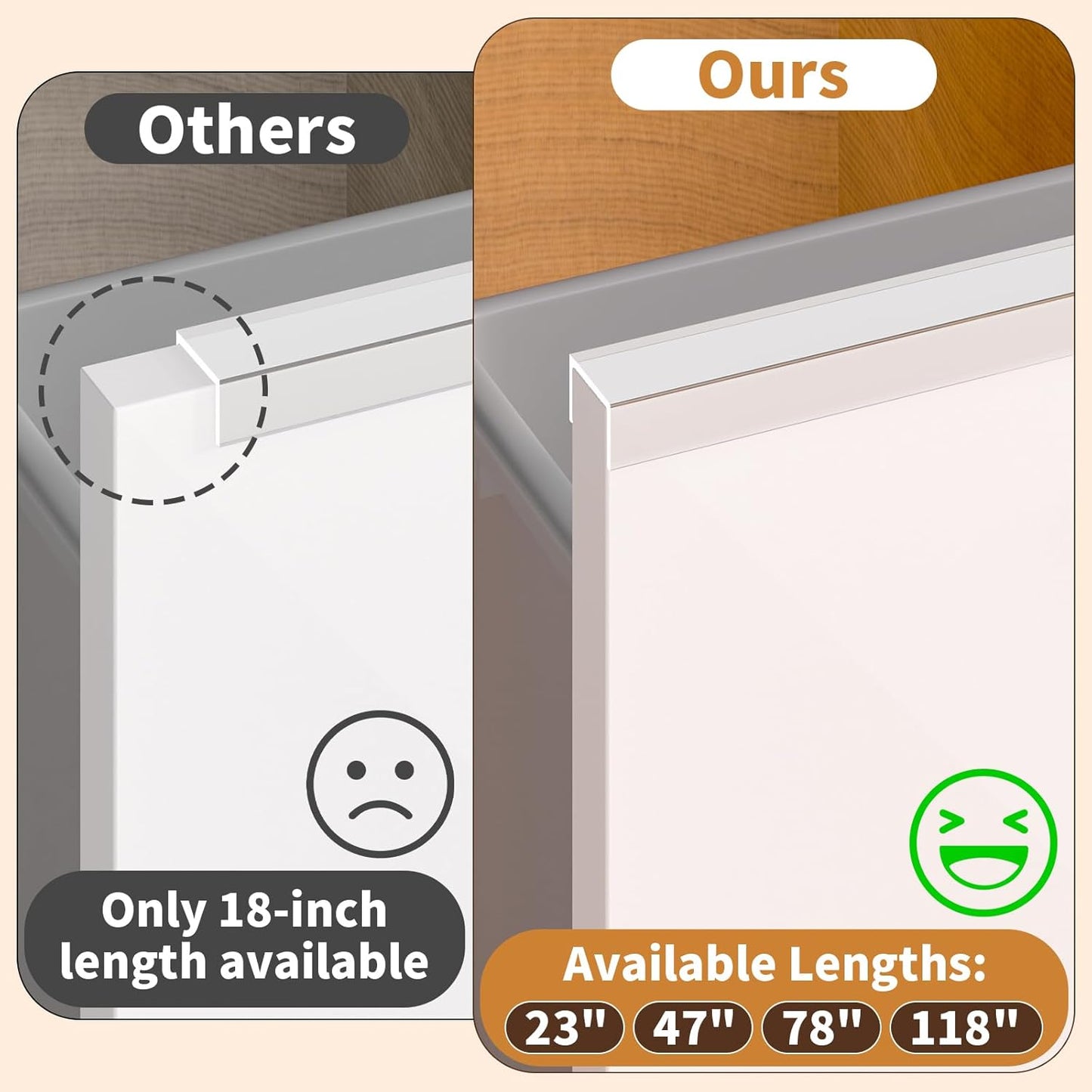 Cabinet Protectors for Kitchen Cabinets, Cabinet Door Edge Protector PVC Edge Guard Drawer Protector Prevent Wear, Chipping, Discoloration, Bumpers Clear, 3/4" Thick, 78'' Length