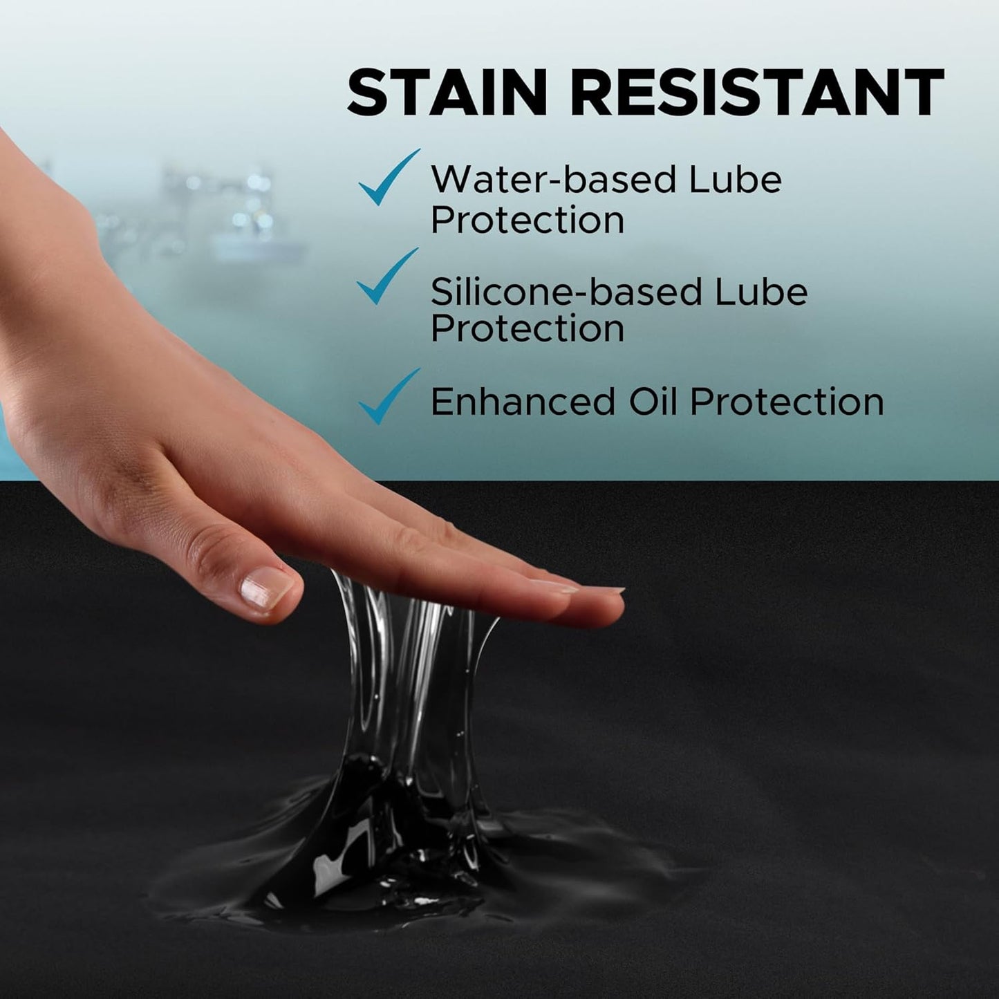 Black Waterproof Flat Play Sheet (79”x79”), Anti-Slip Mattress Topper with Strengthened Grip, Protector Cover, Safe with Oil, Water, & Silicone-Based Massage Products, Hypoallergenic, Machine Washable