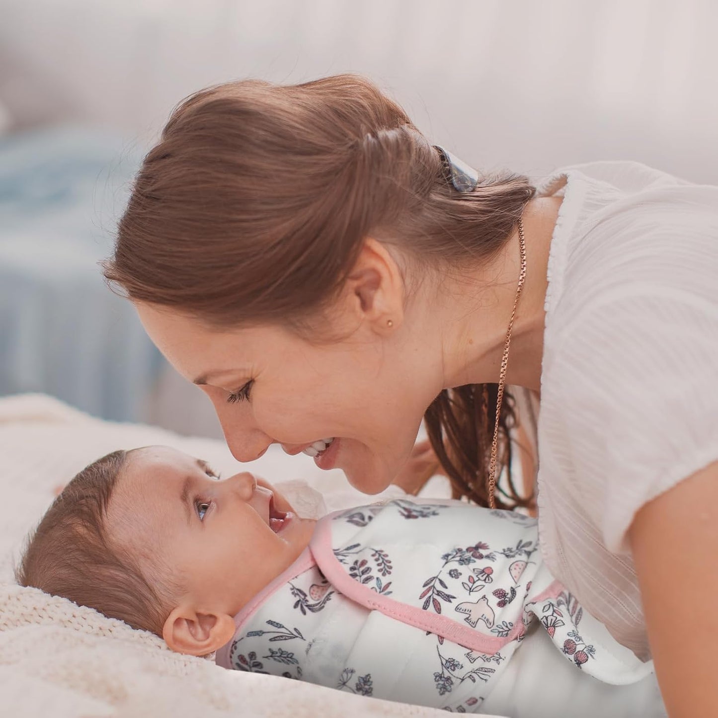 Baby Swaddle Sacks, 3-Pack Newborn Organic Cotton Swaddle Wrap, Adjustable Swaddling Blankets, Nursery Swaddling Essentials for Newborn 0-3 Months, Infant Shower Items Gift (Flowers & Rabbits)