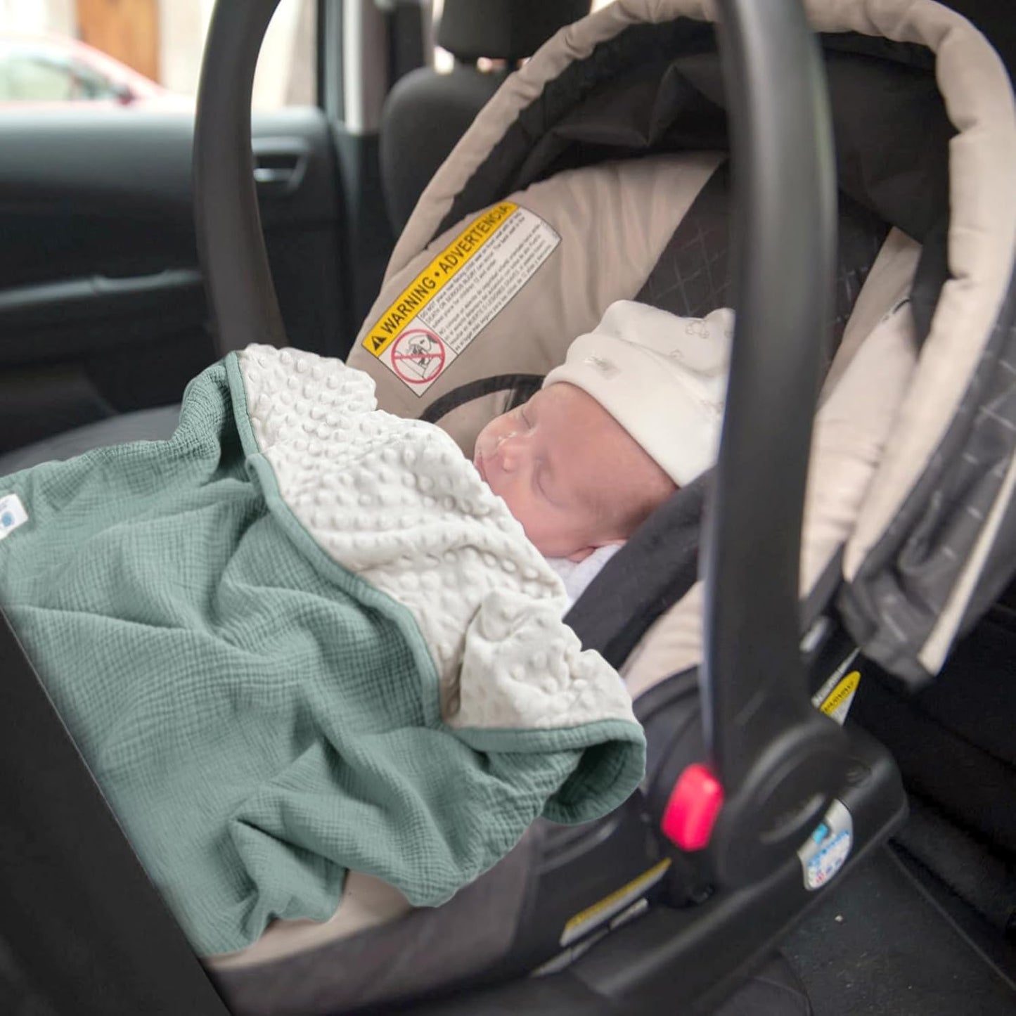 lulumoon Baby Blanket for Newborn Receiving: Minky Dot & Muslin Lightweight - Thermal Blanket Gift for Baby Shower & Hospital Welcoming 30"x40"（Sage）