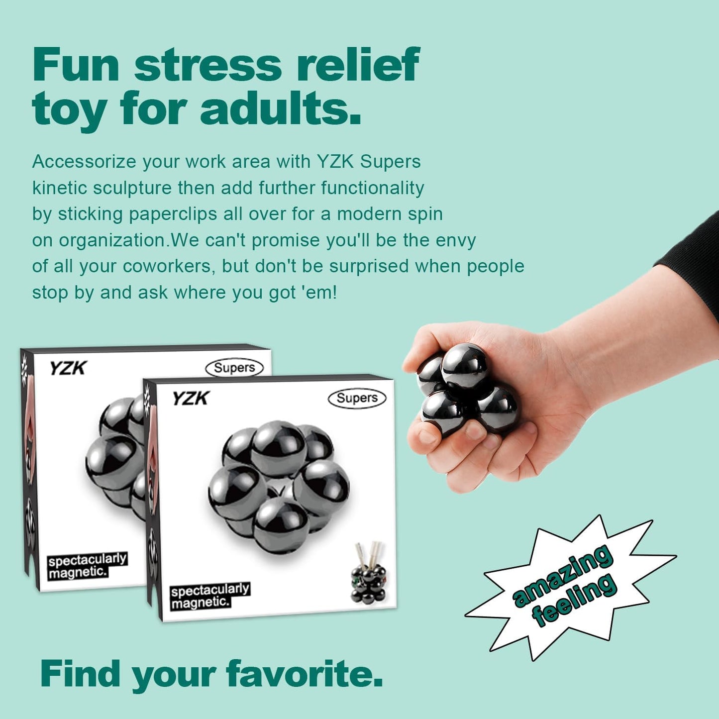 33mm Magnetic Balls 8pcs, Fidget Toys for Adults and Magnet Desk Toys for Office, Stress Relief Gift for Birthday, Large Magnetic Fidget Toys Set