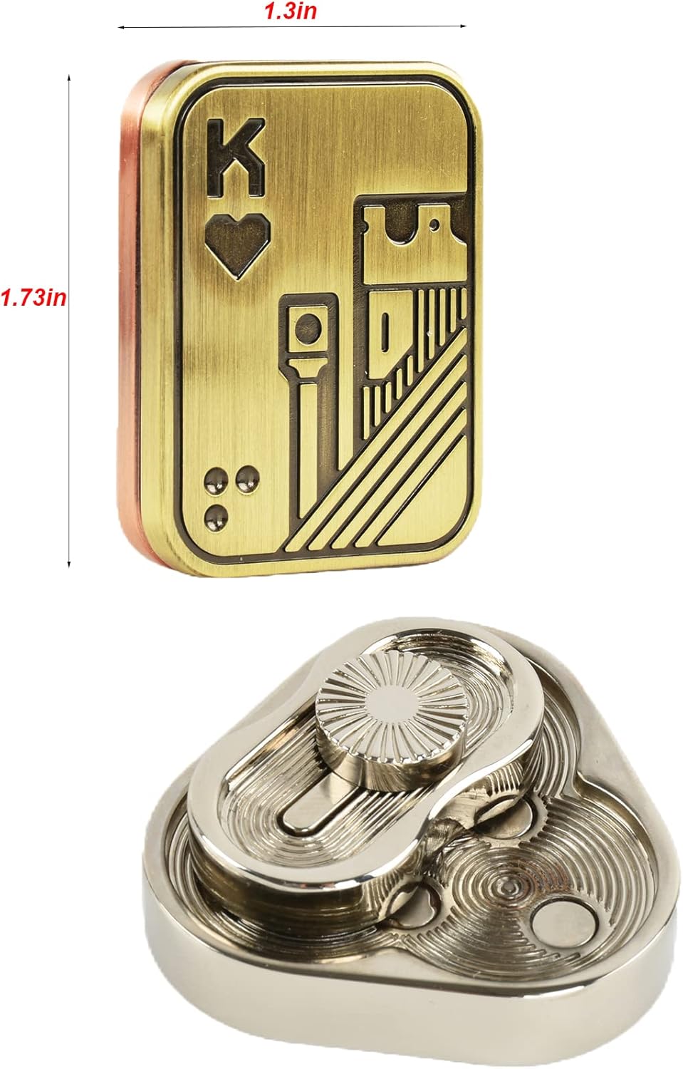 2 Pack EDC Metal Fidget Slider Toys- Stress Relief Toy Metal Slider Fidget Office Desk Toys for Adults (Poker Fidget Slider K + Triangle)