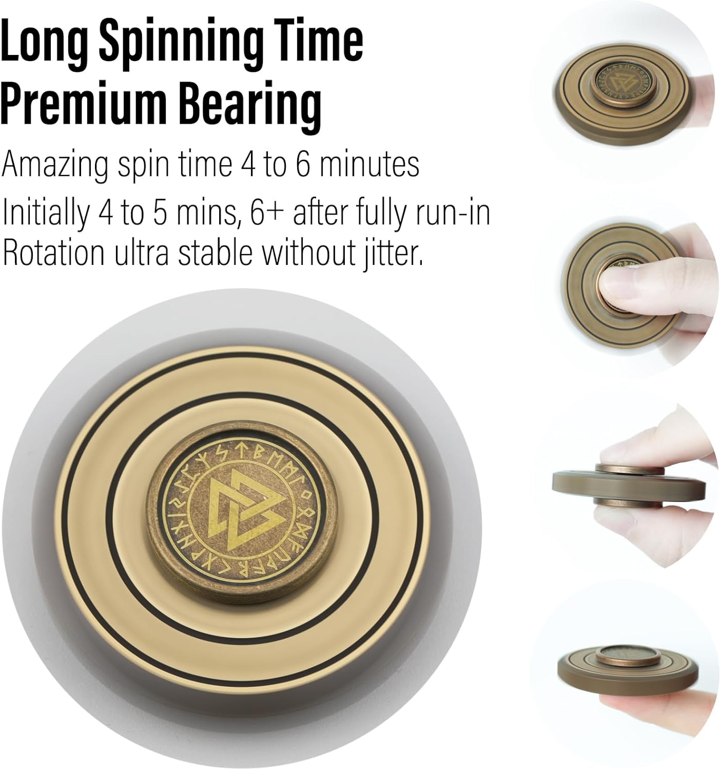 Freelove Viking Pirate & Gossip Design Fidgets Spinners, Copper Metal Spinner Fidget Toy Prime for Adults, Premium Bearing for 4~6 Mins, Autism Sensory ADHD Anxiety Stress Reduce Figet Spiner, Brass