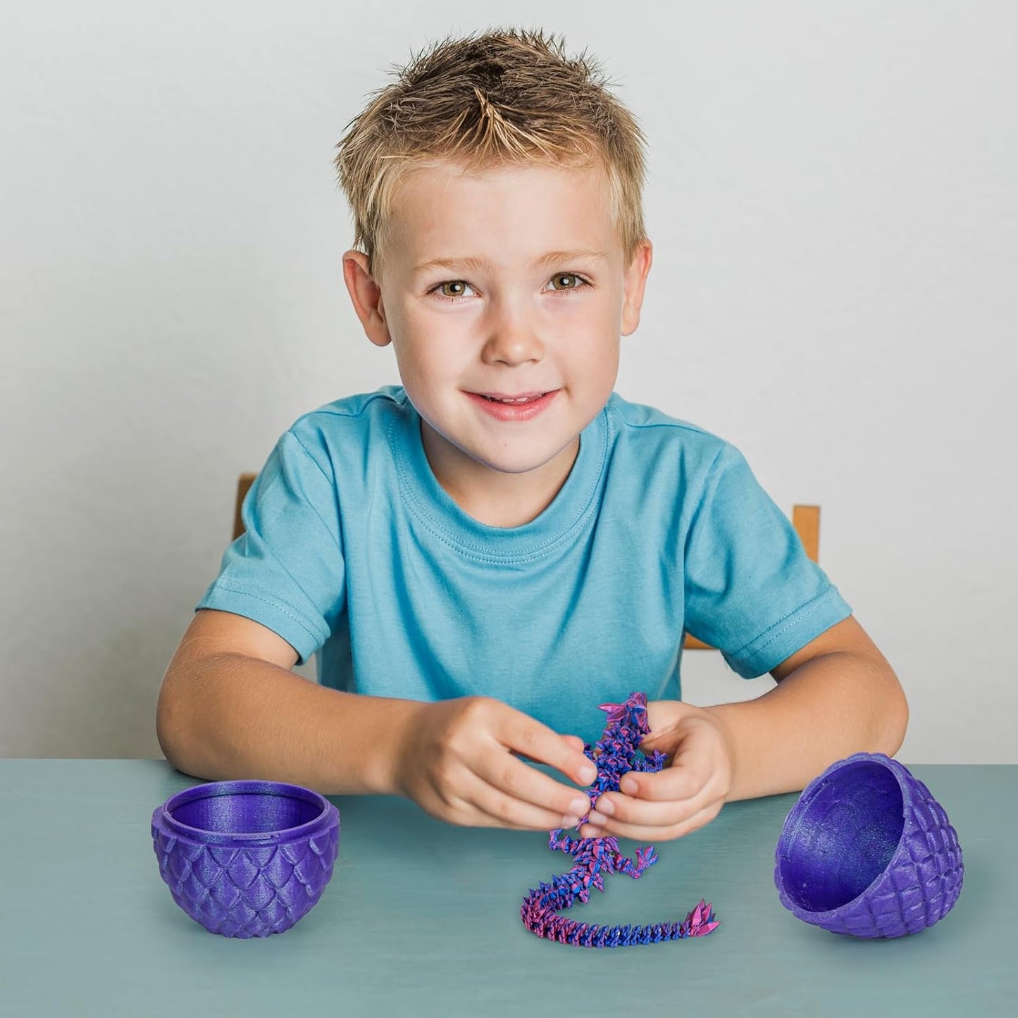 Dragon Eggs with Dragon Inside, 3D Printed Surprise Funny Gifts for Kids, Boys, Girls, Articulated Dragon Fidget Toys for Adults, Executive Desk Toys Office Room Decor (Shiny Purple)