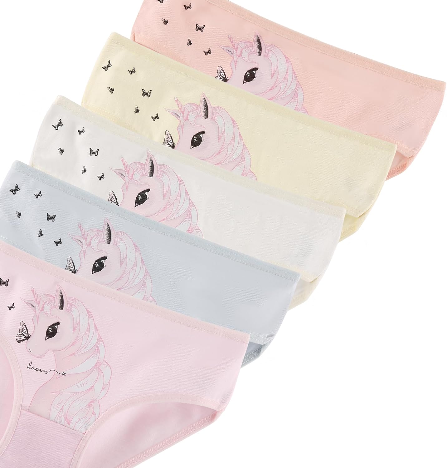 Donella Girls' Soft Cotton Underwear - Kids Bikini Brief Panties for Girls and Toddlers 5-Pack, Age: 2-15