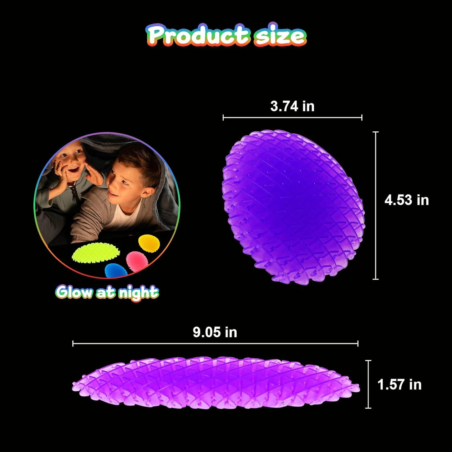 Night Glow Worm Fidget Toy, Funny Pocket Fidget Toy, Stress Relief Toy, Resistance Fidget Toys Sensory Stress Anxiety Relief Toys for Kids Adults (Purple)